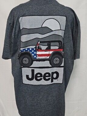 Jeep Grey Tee with Red, White & Blue American Flag Jeep Graphic